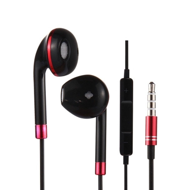 Black Wire Body 3.5mm In-Ear Earphone with Line Control & Mic, For iPhone, Galaxy, Huawei, Xiaomi, LG, HTC and Other Smart Phones(Red)