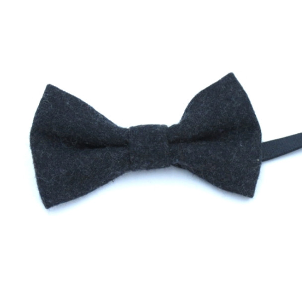 Children Solid Color Wool Fabric Bow-knot Bow Tie(Black)