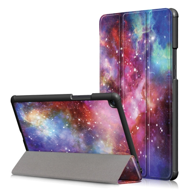 Galaxy Pattern Custer Texture Horizontal Flip PC Leather Case for Xiaomi Mi Pad 4 Plus, with Three-folding Holder & Sleep / Wake-up Function