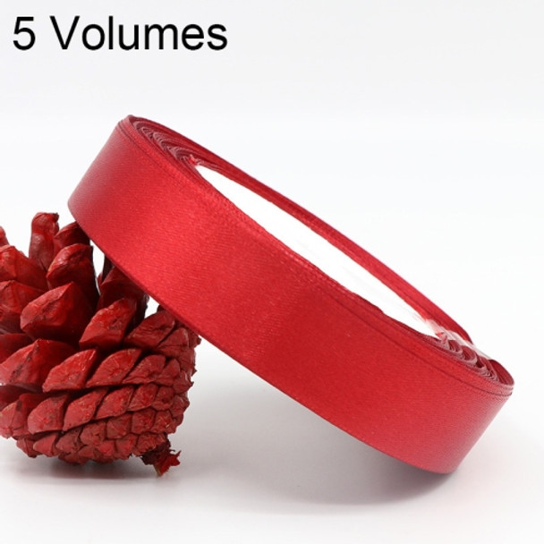 5 Volumes Color Satin Ribbons Handmade DIY Wedding Cake Decoration Holiday Gift Packages, Size: 22m x 2cm(Wine Red)