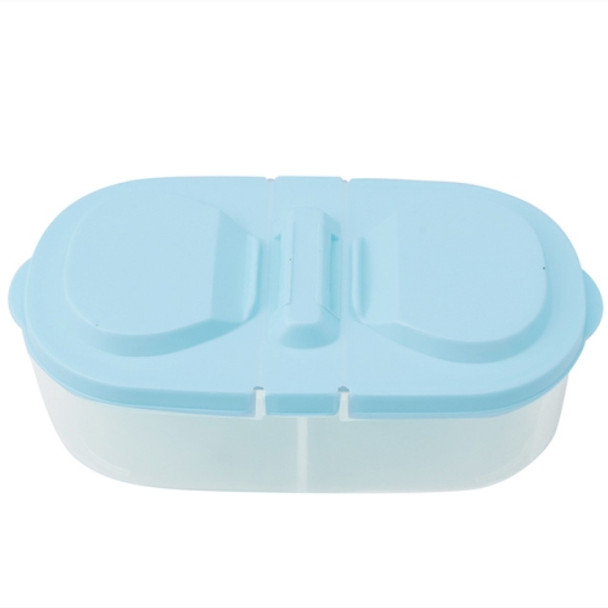 Fresh Fruit Snacks Storage Double Cell Clamshell Crisper Plastic Food Box(Blue)