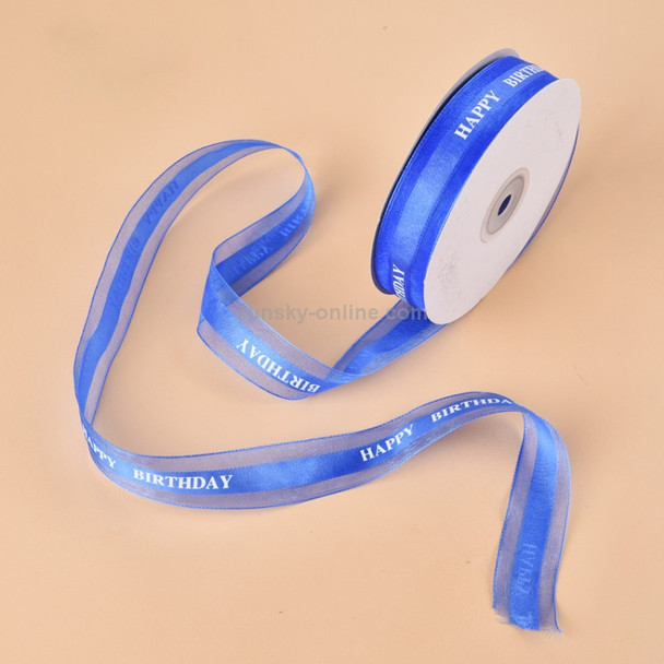 English Letter Colored Printed Ribbons Gift Bouquet Ribbons Bowknot Flowers Packaging Ribands, Size: 45m x 2.5cm(Blue)