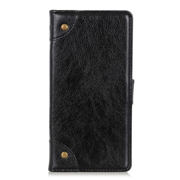 For LG K50s Copper Buckle Nappa Texture Horizontal Flip Leather Case with Holder & Card Slots & Wallet(Black)