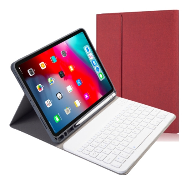 RK11 Cloth Texture Detachable Magnetic Bluetooth Keyboard Horizontal Flip Leather Case for iPad Pro 11 2020 / 2018 with Holder & Pen Slot(Red)