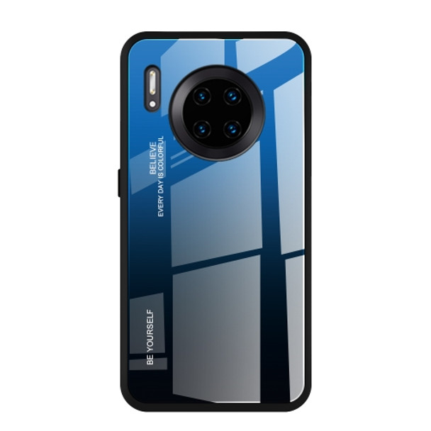 For Huawei Mate 30 Pro Gradient Color Glass Case(Blue)