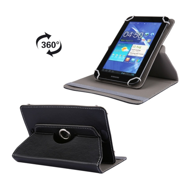 Litchi Texture 360 Degree Rotatable Universal Leather Case with Sleep / Wake-up & Holder for 7.0 inch Tablet PC(Black)