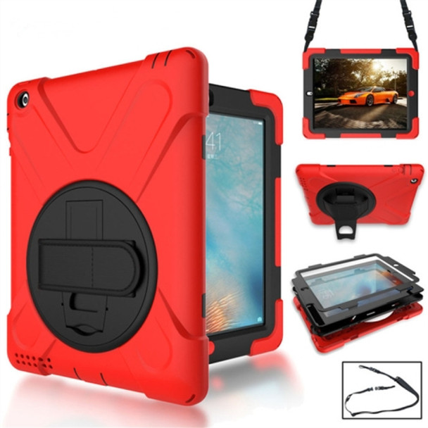 360 Degree Rotation Silicone Protective Cover with Holder and Hand Strap and Long Strap for iPad Pro Air 3 10.5 ?2019?(Red)