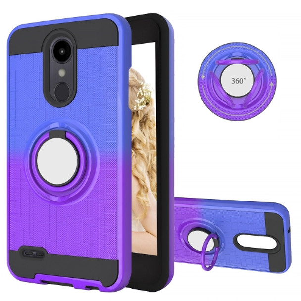 For LG Aristo 2 2 In 1 PC + TPU Protective Case with 360 Degrees Rotate Ring Holder(Blue Purple)