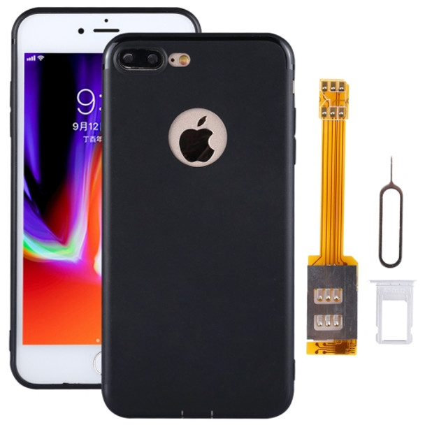 For iPhone 8 Plus Dual SIM Cards Adapter Kit with Soft Protective Case(Black)