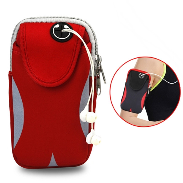 Multi-functional Sports Armband Waterproof Phone Bag for 5.5 Inch Screen Phone, Size: L(Red + Grey)