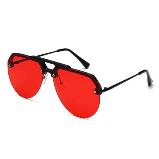 8865 HD Polarized UV Protection Color Pilot-style Frameless Sunglasses (Black Frame Red)