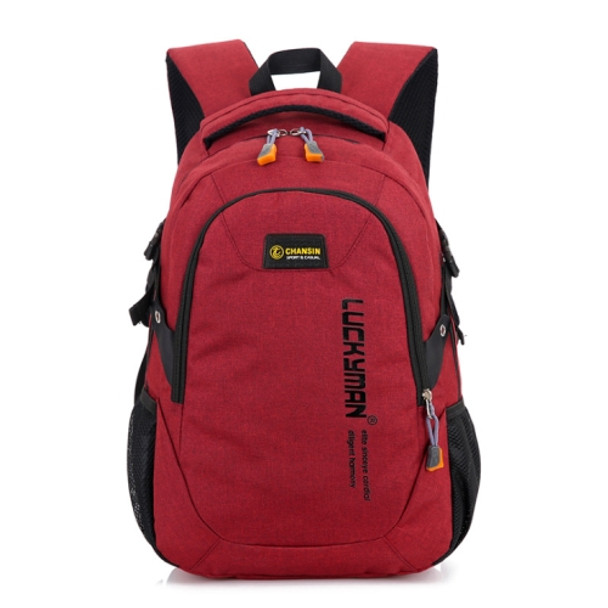 Unisex Waterproof Polyester Backpack School Bag Casual Business Laptop Backpack(Red)