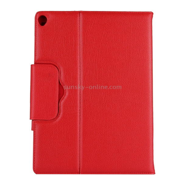 For iPad Pro 12.9 inch (2017) Detachable Bluetooth Keyboard + Litchi Texture Horizontal Flip Leather Case with Holder (Red)