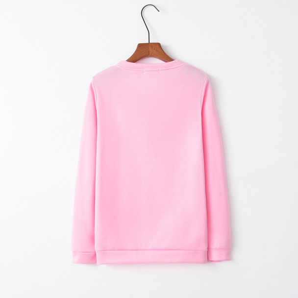 Loose Long Sleeve Plus Velvet Sweater (Color:Pink Size:M)