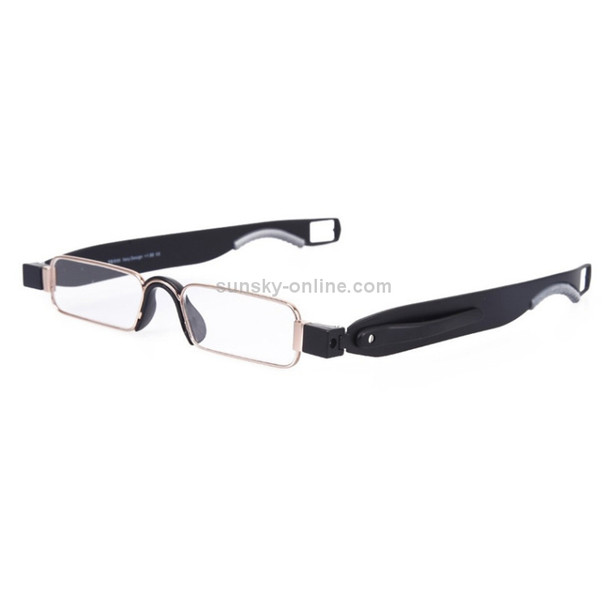 Portable Folding 360 Degree Rotation Presbyopic Reading Glasses with Pen Hanging, +1.00D(Black)