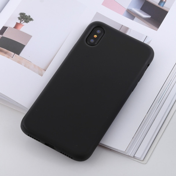 Shockproof Solid Color Liquid Silicone Feel TPU Case for iPhone XS Max (Black)