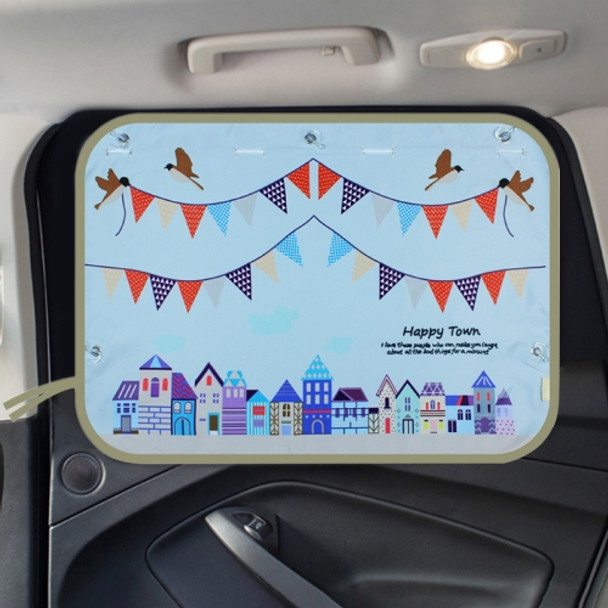Happy Town Pattern Car Large Rear Window Sunscreen Insulation Window Sunshade Cover, Size: 70*50cm