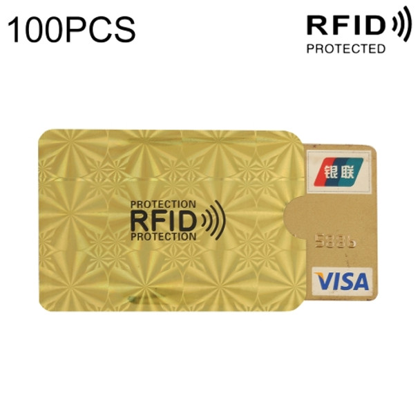 100 PCS Aluminum Foil RFID Blocking Credit Card ID Bank Card Case Card Holder Cover, Size: 9 x 6.3cm(Golden Snowflake)