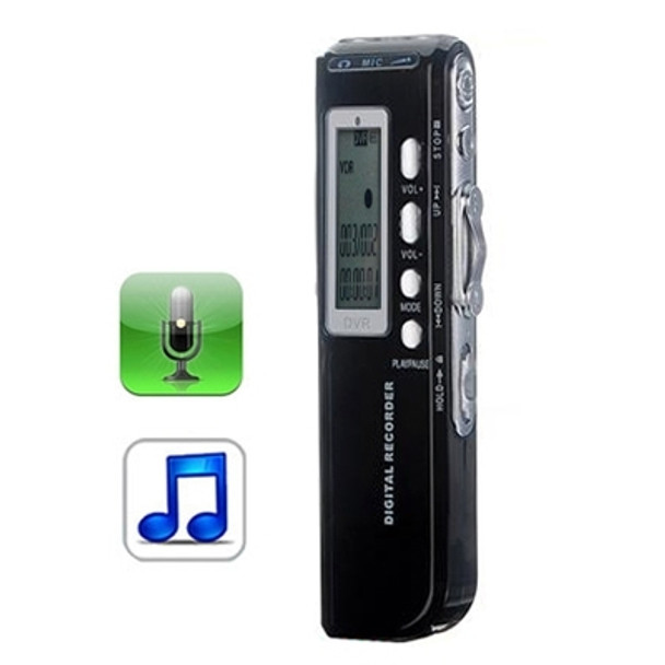 8GB Digital Voice Recorder Dictaphone MP3 Player, Support Telephone recording, VOX function, Power supply: 2 x AAA battery(Black)