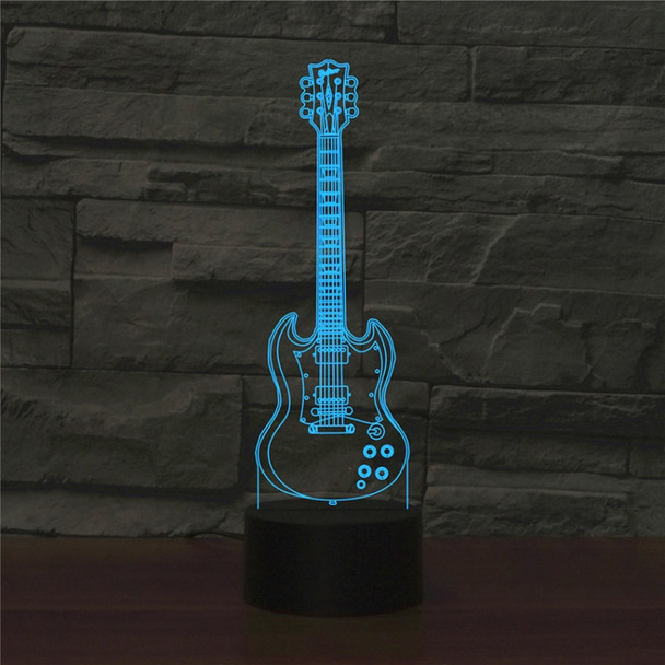 Five-string Guitar Shape 3D Colorful LED Vision Light Table Lamp, Charging Touch Version