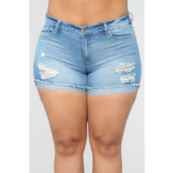 Plus Sized Cowgirl Shorts Hot Pants (Color:Sky Blue Size:XXXL)