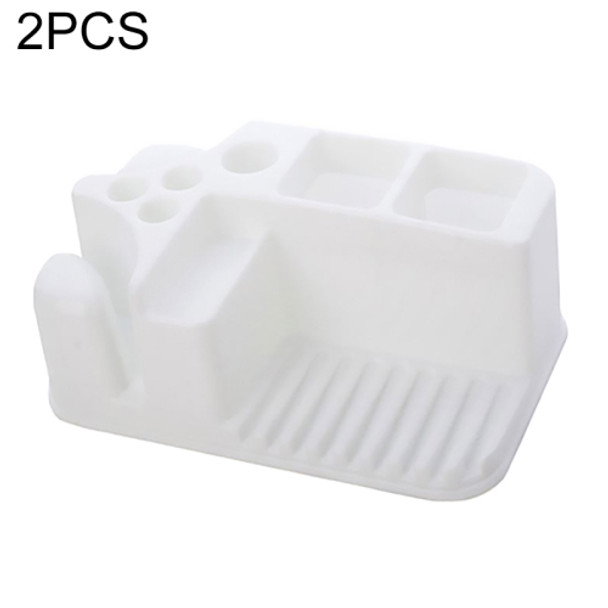 2 PCS Rectangular Bathroom Cosmetics Washstand Plastic Shelf(White)
