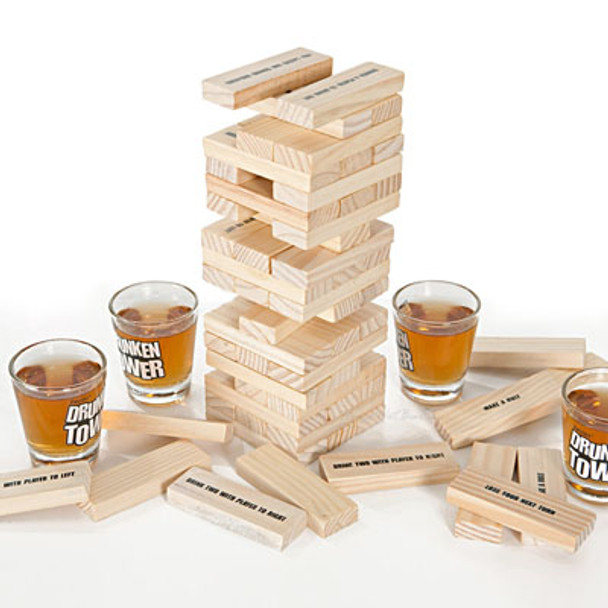 Drinking Game Tipsy Tower Block Building Shot Glass Fun for Adult with 4 Glasses