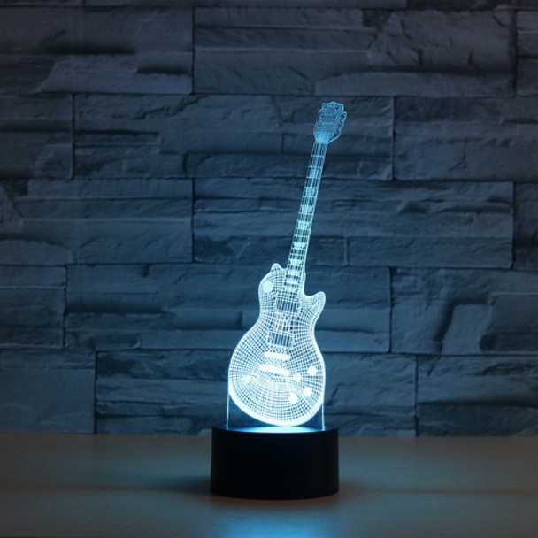 Guitar Shape 3D Colorful LED Vision Light Table Lamp, Crack Remote Control Version