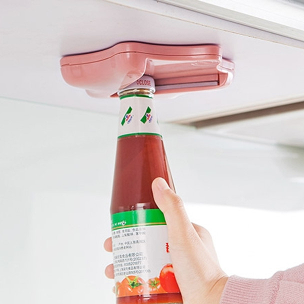 Effortless Bottle Can Opener Under the Kitchen Cabinet Countertop Lid Remover (Pink)