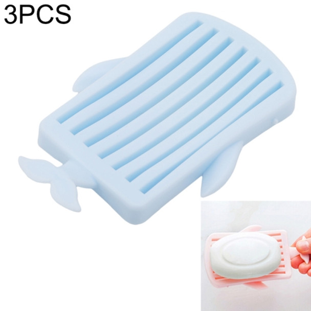 3 PCS Whale Portable Soap Dishes Shelf Organizer(Blue)