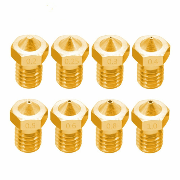 8 PCS Bugatti 3D Printer Accessories E3D-V5 V6 Nozzle M6 Thread Consumables Hot Nozzle, Size:1.75/1.0mm