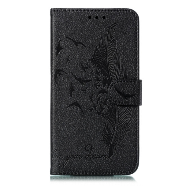 For Xiaomi Redmi 8    Litchi Texture Feather Embossing Horizontal Flip Leather Case with Holder & Card Slots & Wallet & Photo Frame & Lanyard(Black)