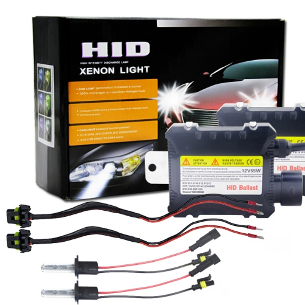 55W HID H7 4300K Xenon Bulbs Light Conversion Kit with High Intensity Discharge Alloy Ballast, Warm White