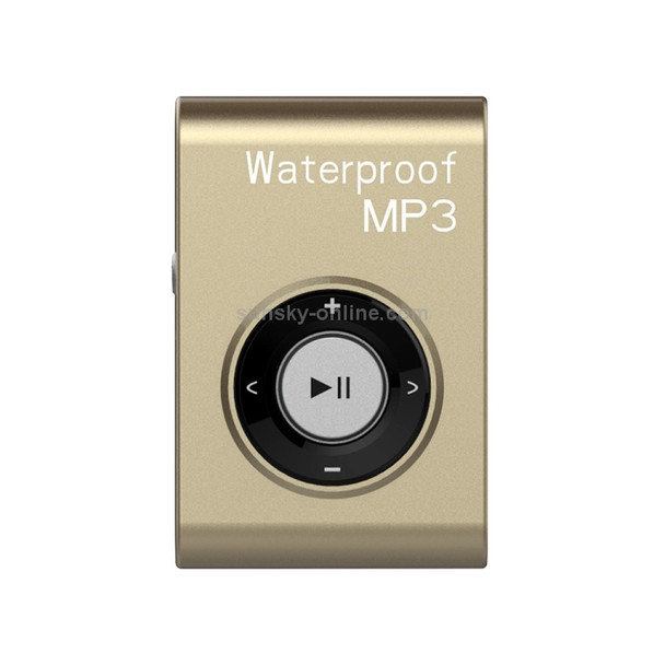 IPX8 Waterproof Swimming Diving Sports MP3 Music Player with Clip & Earphone, Support FM, Memory:8GB(Gold)
