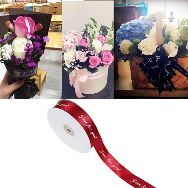 Embossed Colored Printed English Gift Bouquet Ribbons Bowknot Flowers Packaging Ribands, Size: 50m x 2.5cm, Random Color Delivery