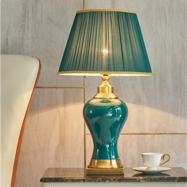 Ceramic Table Lamp Handmade Ceramic Retro European Living Room Bedroom Bedside Table Lamp, Size:S(Q59)