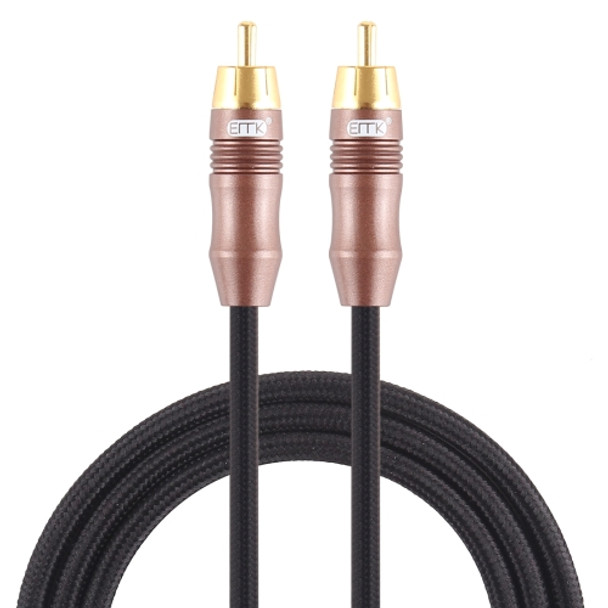 EMK 8mm RCA Male to 6mm RCA Male Gold-plated Plug Cotton Braided Audio Coaxial Cable for Speaker Amplifier Mixer, Length: 2m(Black)
