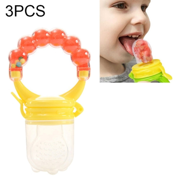 3 PCS Baby Nipple Fresh Food Fruit Milk Feeding Bottles Learn Feeding Drinking Handle Teething Pacifier with Bell, Size:S(Orange)