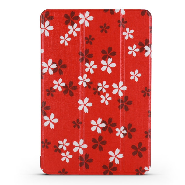 Sakura Pattern Horizontal Flip PU Leather Case for iPad mini 3 / 2 / 1, with Three-folding Holder & Honeycomb TPU Cover