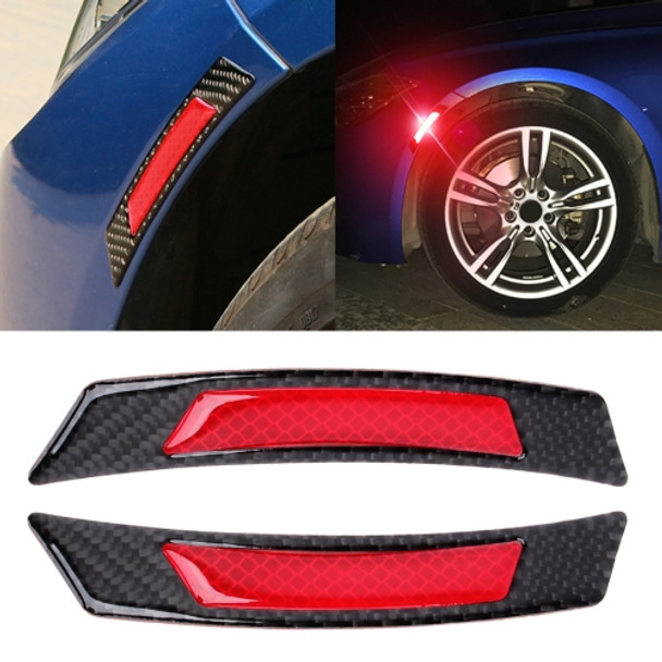 2 PCS Carbon Fiber Reflective Car Fender Flare Wheel Brow Warning Strip Stickers(Red)