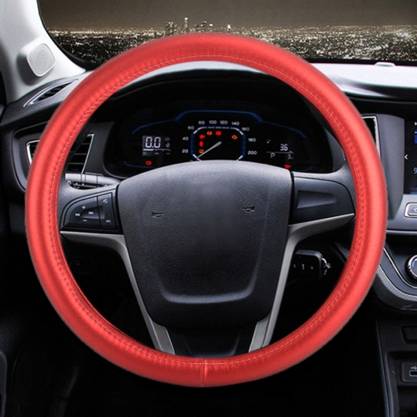 Universal Car Plating Leather Steering Wheel Cover, Diameter: 38cm (Red)
