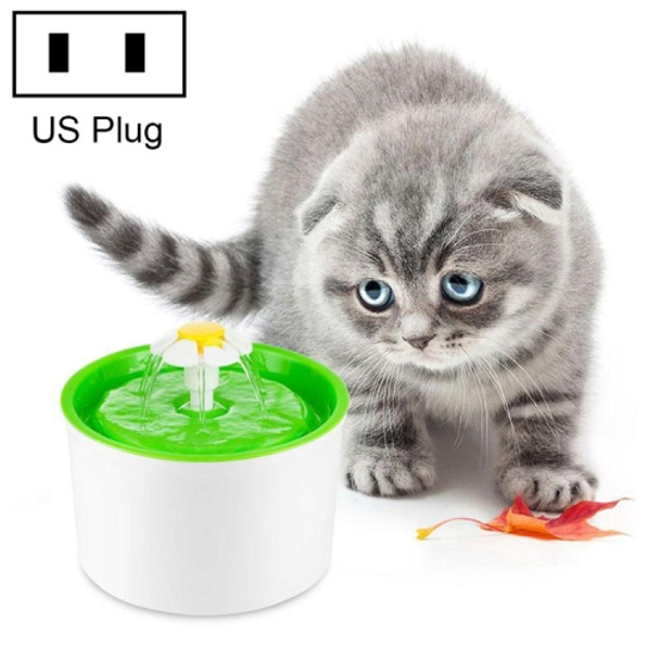 1.6L Automatic Electric Water Fountain Dog Cat Pet Drinker Bowl Drinking Fountain Dispenser, US Plug (Green)