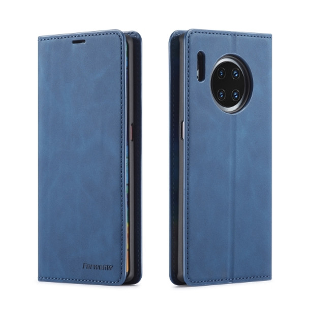 For Huawei Mate 30 Pro Forwenw Dream Series Oil Edge Strong Magnetism Horizontal Flip Leather Case with Holder & Card Slots & Wallet & Photo Frame(Blue)