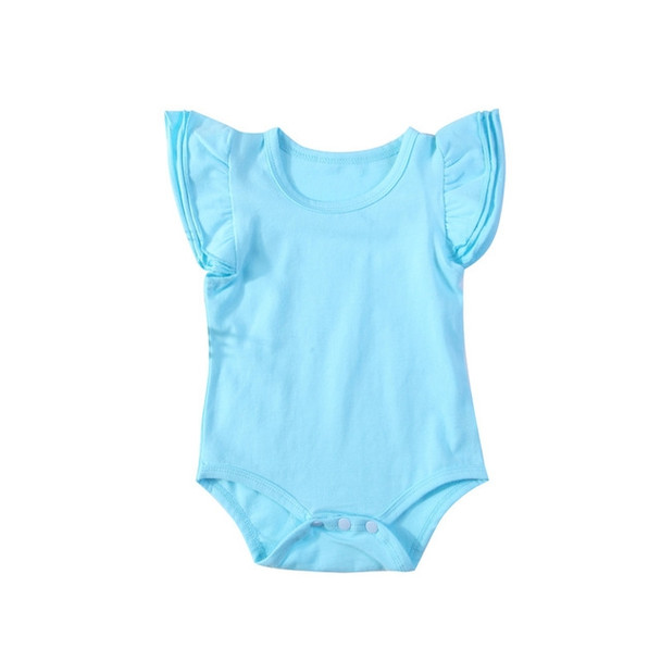 Summer Baby Cotton Ruffled Short-sleeved Round Neck Triangle Romper, Size:90cm(Blue)