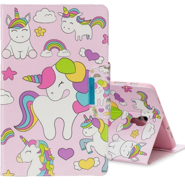 For Galaxy Tab A 10.5  T590 Colored Drawing Pattern Horizontal Flip Leather Case with Holder & Card Slot & Wallet(Multiple Unicorns)