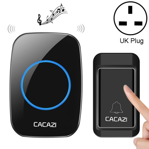 CACAZI A10G One Button One Receivers Self-Powered Wireless Home Cordless Bell, UK Plug(Black)