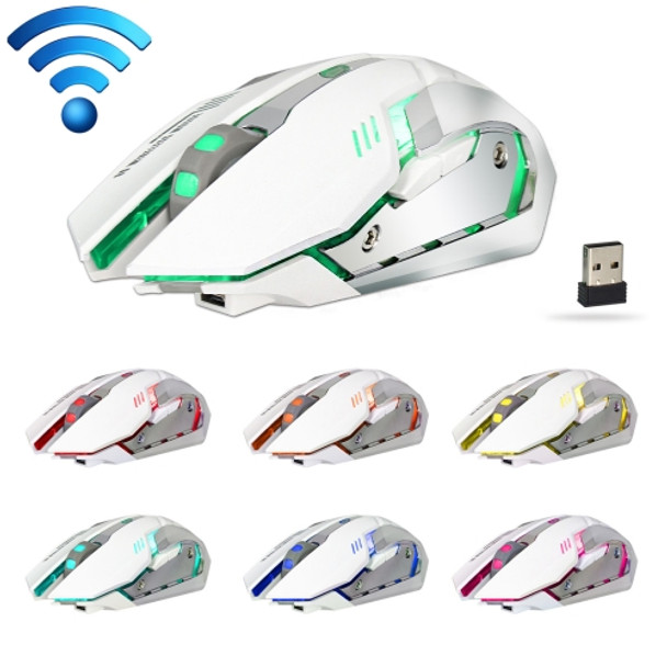 ZERODATE X70 2.4GHz Wireless 6-Keys 2400 DPI Adjustable Ergonomics Optical Gaming Mouse with Breathing Light(White)