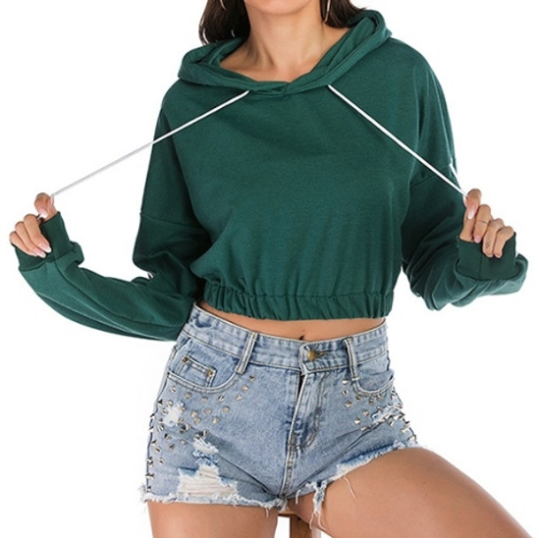 Hooded Striped Long Sleeve Loose Sweatshirt (Color:Green Size:S)