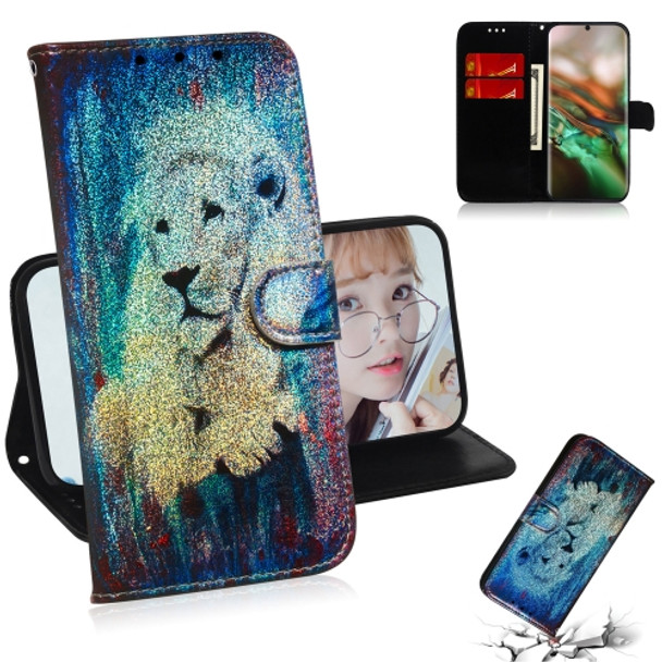 Colored Drawing Pattern Colorful Magnetic Buckle Horizontal Flip PU Leather Case with Holder & Card Slots & Wallet & Lanyard For Galaxy Note 10 / 10 5G(White Lion)