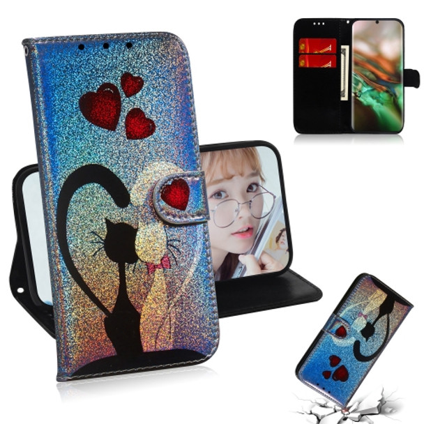 Colored Drawing Pattern Colorful Magnetic Buckle Horizontal Flip PU Leather Case with Holder & Card Slots & Wallet & Lanyard For Galaxy Note 10 / 10 5G(Love Cat)